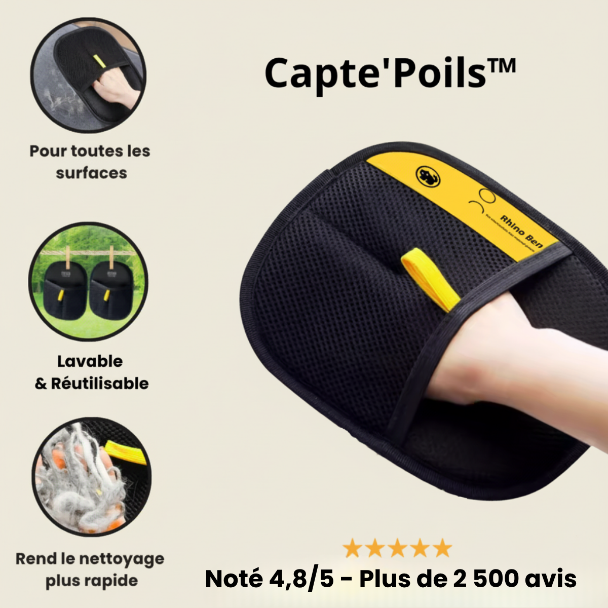 Capte’Poils™ – Retirez les poils en un geste